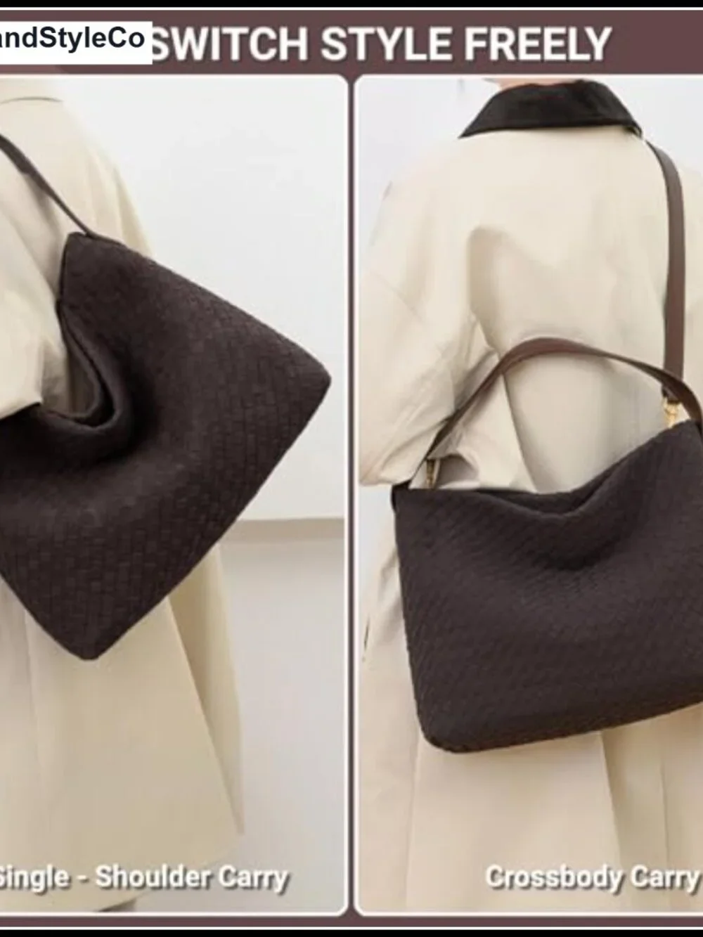 Woven Suede Hobo Bag Women Shoulder Tote Purse Leather Crossbody Strap